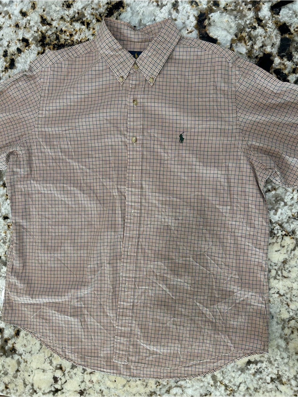 Ralph Lauren Shirt Mens XL Button Down Long Sleeve Plaid Check Earth Tone Cotton